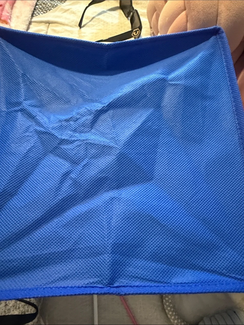 Blue Fabric Storage Bin with Metal Grommet
